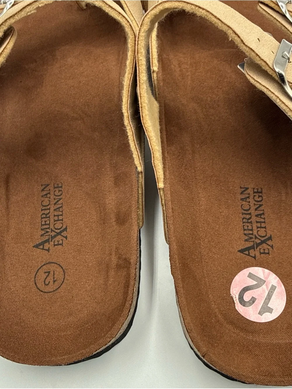 American Exchange Men’s 12 Beige Dude Flat Crisscross Adjustable Straps Slide